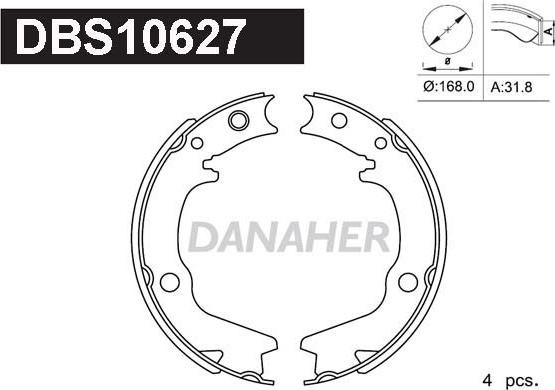 Danaher DBS10627 - Jeu de mâchoires de frein, frein de stationnement cwaw.fr