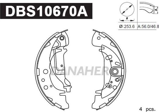 Danaher DBS10670A - Jeu de mâchoires de frein cwaw.fr