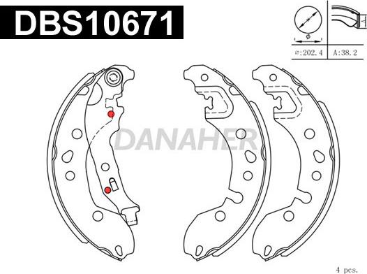 Danaher DBS10671 - Jeu de mâchoires de frein cwaw.fr