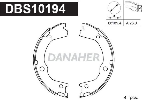 Danaher DBS10194 - Jeu de mâchoires de frein, frein de stationnement cwaw.fr