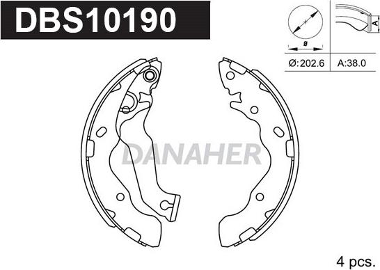 Danaher DBS10190 - Jeu de mâchoires de frein cwaw.fr