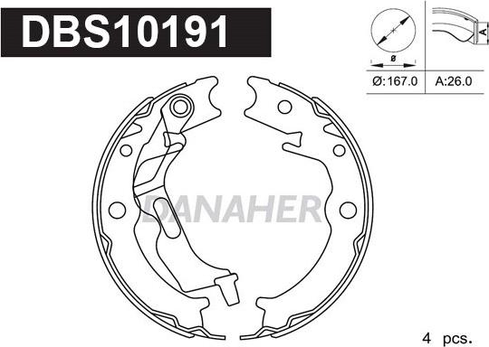 Danaher DBS10191 - Jeu de mâchoires de frein, frein de stationnement cwaw.fr