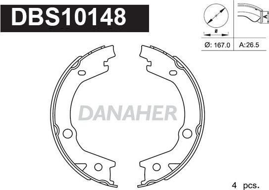 Danaher DBS10148 - Jeu de mâchoires de frein, frein de stationnement cwaw.fr