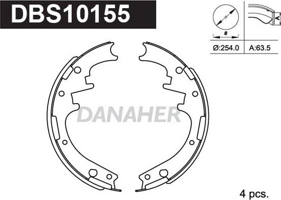 Danaher DBS10155 - Jeu de mâchoires de frein cwaw.fr