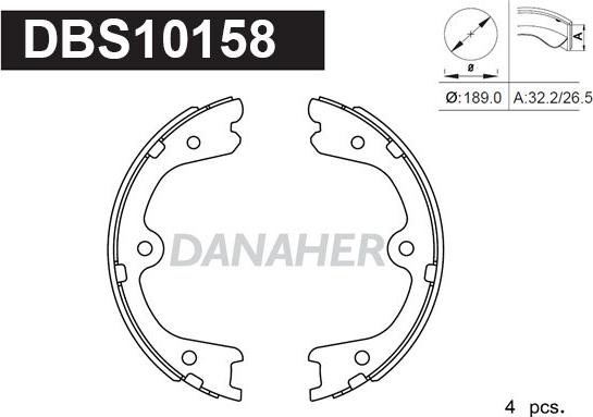 Danaher DBS10158 - Jeu de mâchoires de frein, frein de stationnement cwaw.fr