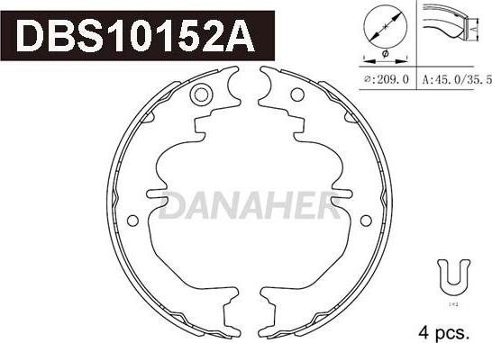 Danaher DBS10152A - Jeu de mâchoires de frein, frein de stationnement cwaw.fr