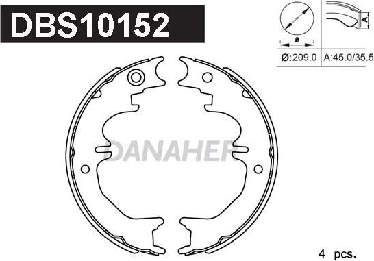 Danaher DBS10152 - Jeu de mâchoires de frein, frein de stationnement cwaw.fr