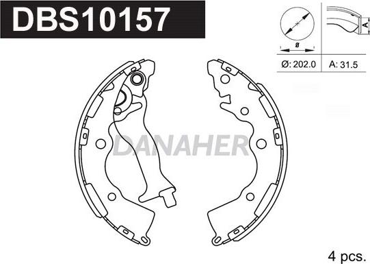 Danaher DBS10157 - Jeu de mâchoires de frein cwaw.fr