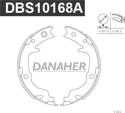 Danaher DBS10168A - Jeu de mâchoires de frein, frein de stationnement cwaw.fr