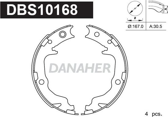 Danaher DBS10168 - Jeu de mâchoires de frein, frein de stationnement cwaw.fr