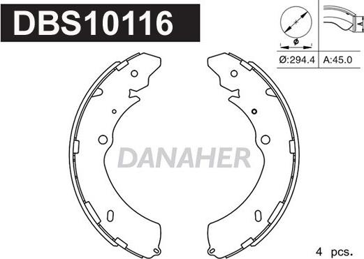 Danaher DBS10116 - Jeu de mâchoires de frein cwaw.fr