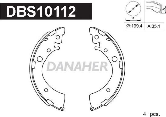 Danaher DBS10112 - Jeu de mâchoires de frein cwaw.fr