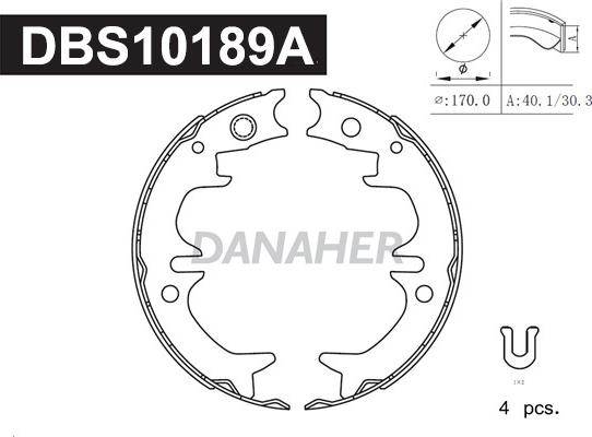 Danaher DBS10189A - Jeu de mâchoires de frein, frein de stationnement cwaw.fr