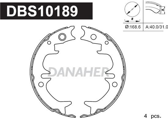 Danaher DBS10189 - Jeu de mâchoires de frein, frein de stationnement cwaw.fr