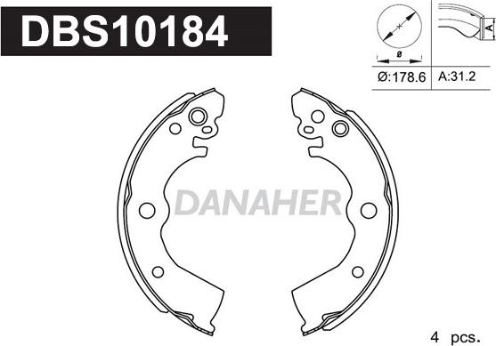 Danaher DBS10184 - Jeu de mâchoires de frein cwaw.fr