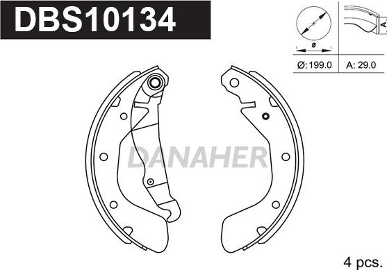 Danaher DBS10134 - Jeu de mâchoires de frein cwaw.fr