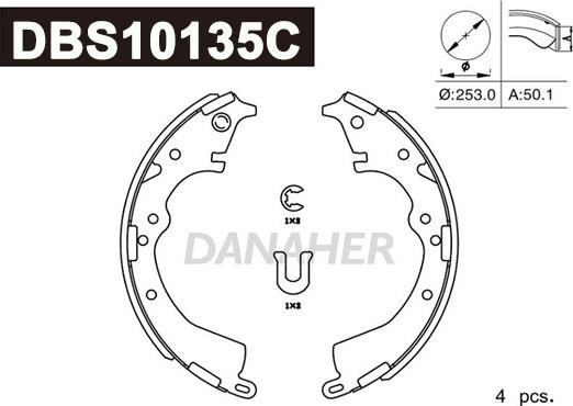 Danaher DBS10135C - Jeu de mâchoires de frein cwaw.fr