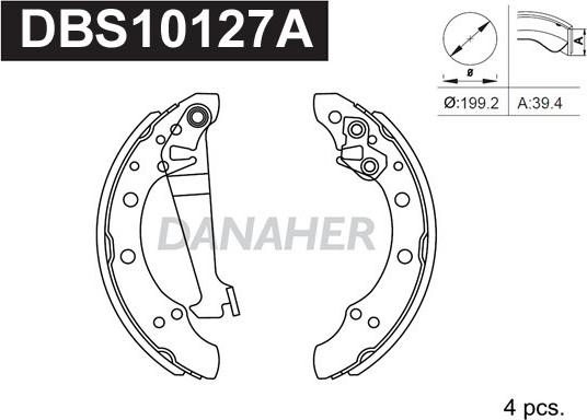 Danaher DBS10127A - Jeu de mâchoires de frein cwaw.fr