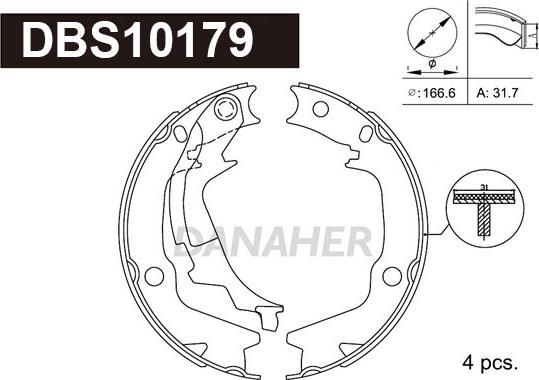 Danaher DBS10179 - Jeu de mâchoires de frein, frein de stationnement cwaw.fr