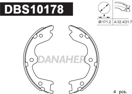 Danaher DBS10178 - Jeu de mâchoires de frein, frein de stationnement cwaw.fr