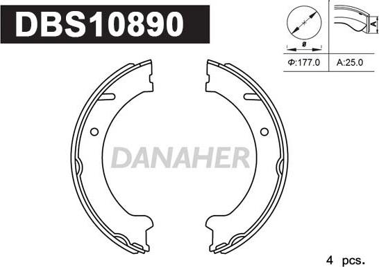 Danaher DBS10890 - Jeu de mâchoires de frein, frein de stationnement cwaw.fr