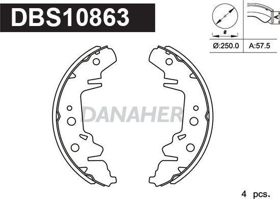 Danaher DBS10863 - Jeu de mâchoires de frein cwaw.fr