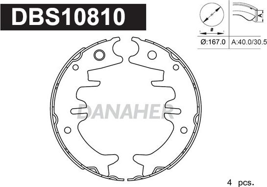 Danaher DBS10810 - Jeu de mâchoires de frein, frein de stationnement cwaw.fr