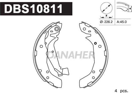 Danaher DBS10811 - Jeu de mâchoires de frein cwaw.fr