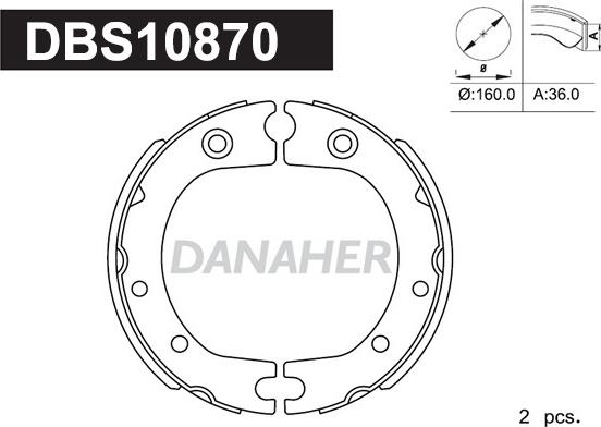 Danaher DBS10870 - Jeu de mâchoires de frein, frein de stationnement cwaw.fr