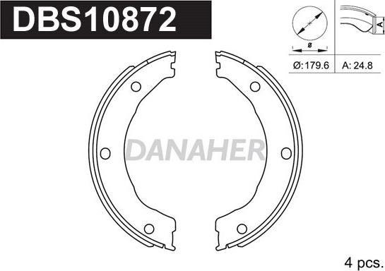 Danaher DBS10872 - Jeu de mâchoires de frein, frein de stationnement cwaw.fr