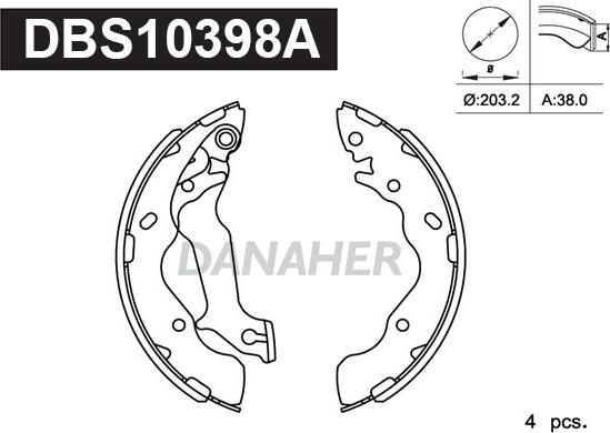 Danaher DBS10398A - Jeu de mâchoires de frein cwaw.fr