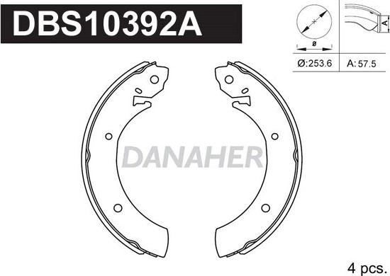 Danaher DBS10392A - Jeu de mâchoires de frein cwaw.fr