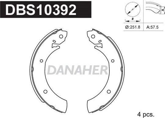 Danaher DBS10392 - Jeu de mâchoires de frein cwaw.fr