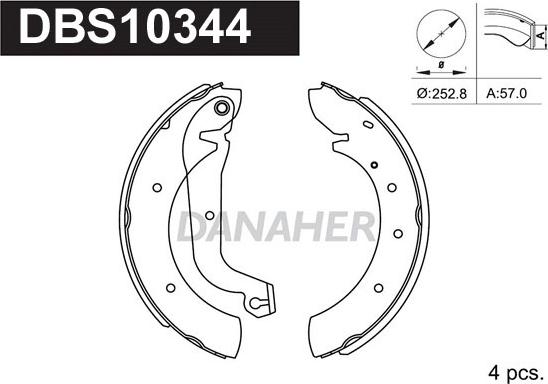 Danaher DBS10344 - Jeu de mâchoires de frein cwaw.fr