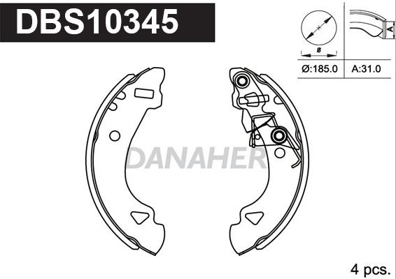 Danaher DBS10345 - Jeu de mâchoires de frein cwaw.fr