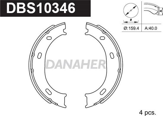 Danaher DBS10346 - Jeu de mâchoires de frein, frein de stationnement cwaw.fr