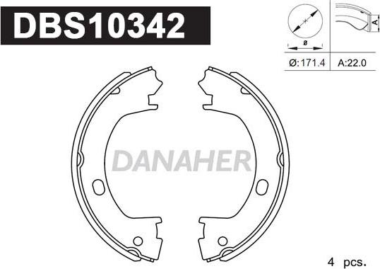 Danaher DBS10342 - Jeu de mâchoires de frein, frein de stationnement cwaw.fr