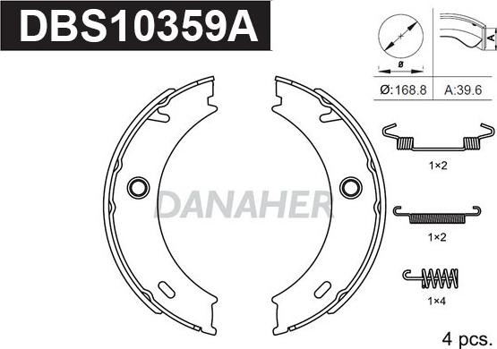 Danaher DBS10359A - Jeu de mâchoires de frein, frein de stationnement cwaw.fr