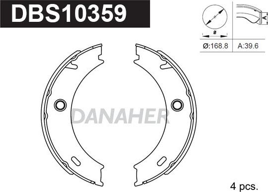 Danaher DBS10359 - Jeu de mâchoires de frein, frein de stationnement cwaw.fr