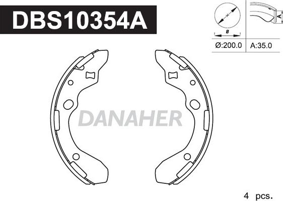 Danaher DBS10354A - Jeu de mâchoires de frein cwaw.fr