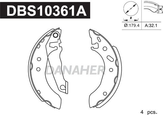 Danaher DBS10361A - Jeu de mâchoires de frein cwaw.fr