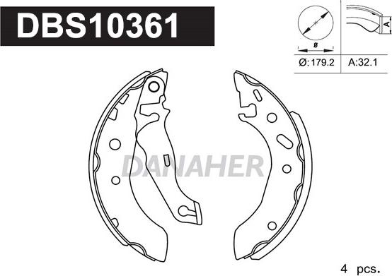 Danaher DBS10361 - Jeu de mâchoires de frein cwaw.fr