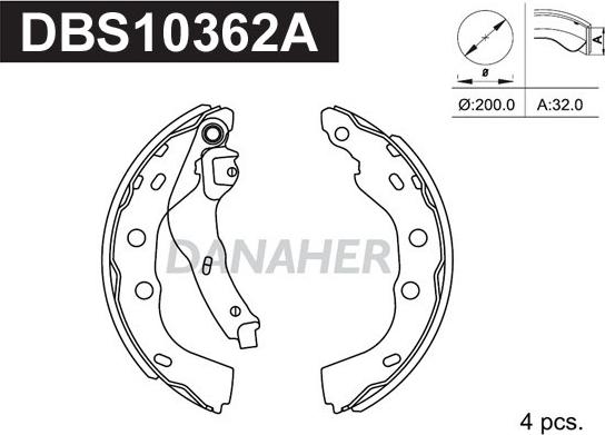 Danaher DBS10362A - Jeu de mâchoires de frein cwaw.fr