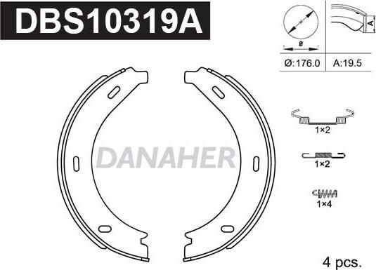 Danaher DBS10319A - Jeu de mâchoires de frein, frein de stationnement cwaw.fr