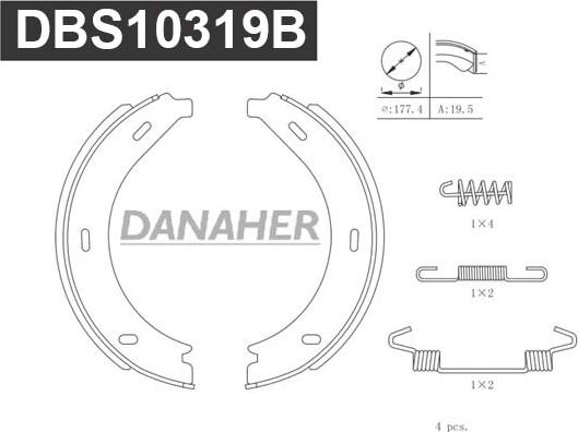 Danaher DBS10319B - Jeu de mâchoires de frein, frein de stationnement cwaw.fr