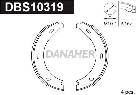 Danaher DBS10319 - Jeu de mâchoires de frein, frein de stationnement cwaw.fr