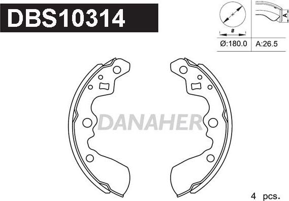 Danaher DBS10314 - Jeu de mâchoires de frein cwaw.fr