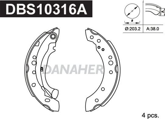 Danaher DBS10316A - Jeu de mâchoires de frein cwaw.fr