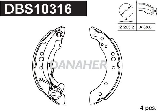 Danaher DBS10316 - Jeu de mâchoires de frein cwaw.fr