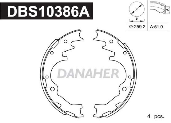 Danaher DBS10386A - Jeu de mâchoires de frein cwaw.fr